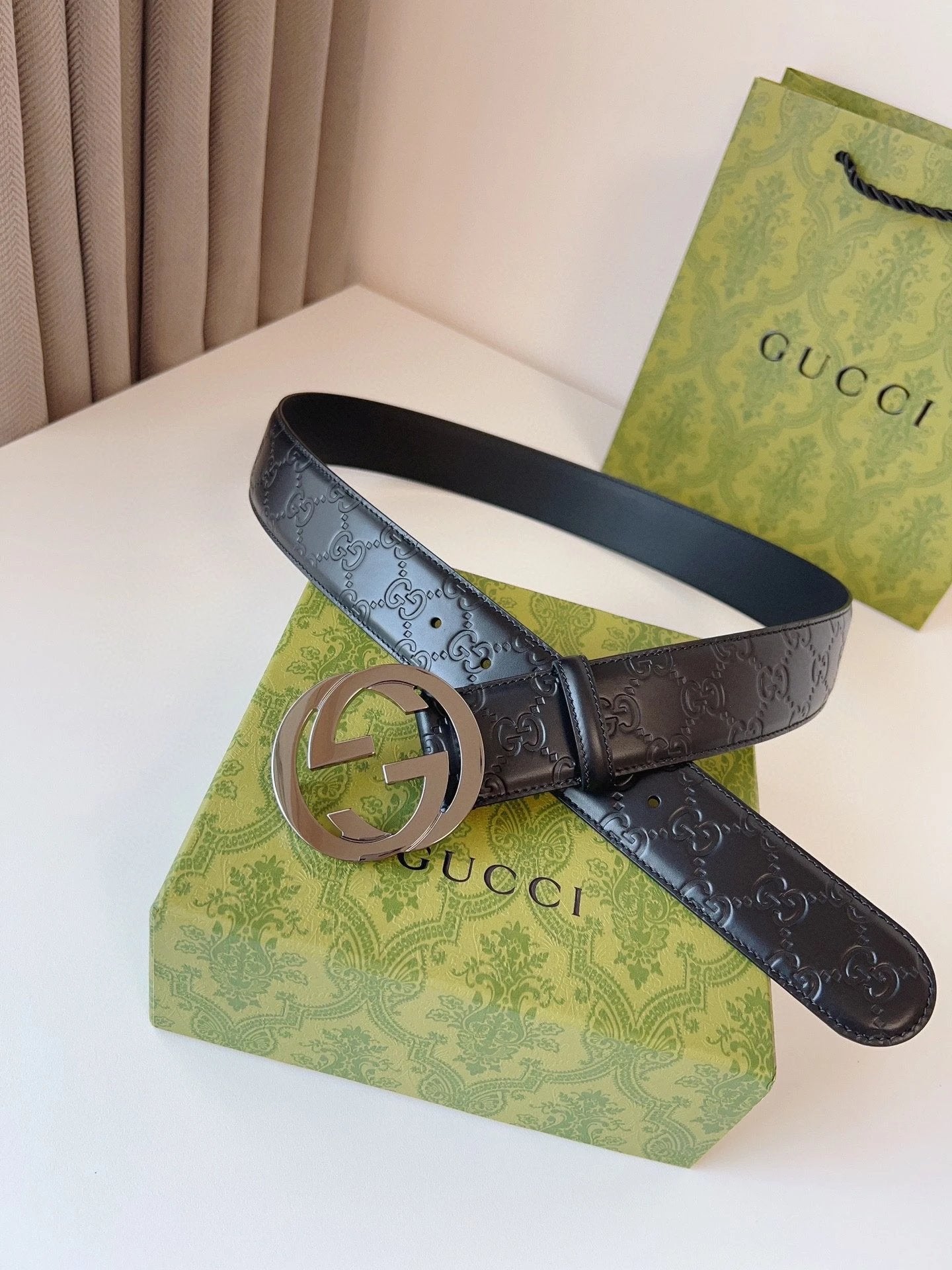 Gucci Belt Top version New Original Single Men's Belt Leather Belt Double g Belt Men's Fashion Casual Original Leather Gujia Belt GG Home Pant Belt Male Gucci Gucci Men's Belt Ferragamo4.0