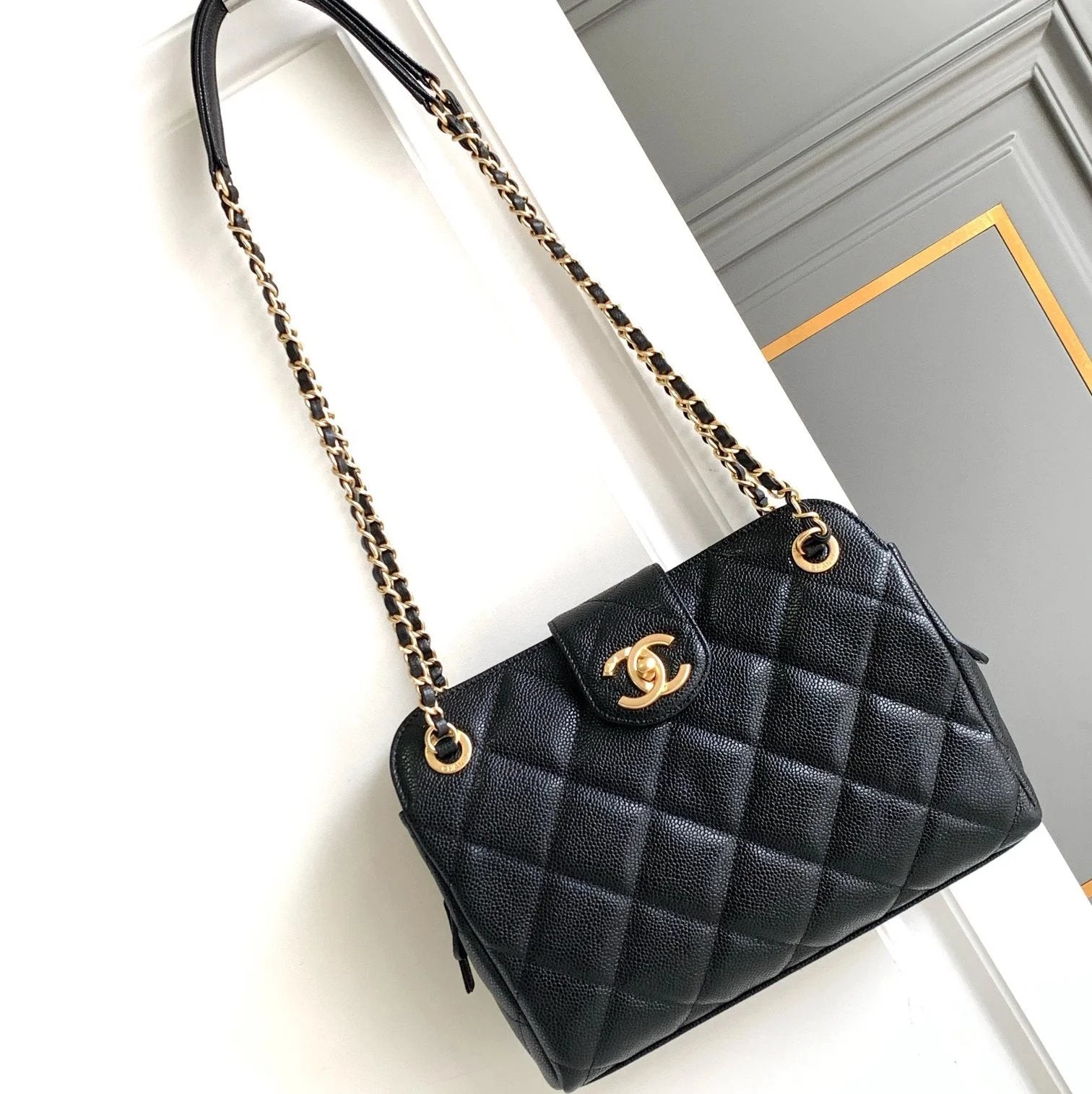 Chanel Women's Bag Top version 【Super Original Leather】24A Bowling Bag Mother and Child Bag Shopping Bag Tote Bag MAXI Shopping Bag Commuter Bag New Women's Bag Original Caviar Cowhide Lambskin Original Imported zp Leather High Quality Women's Bag