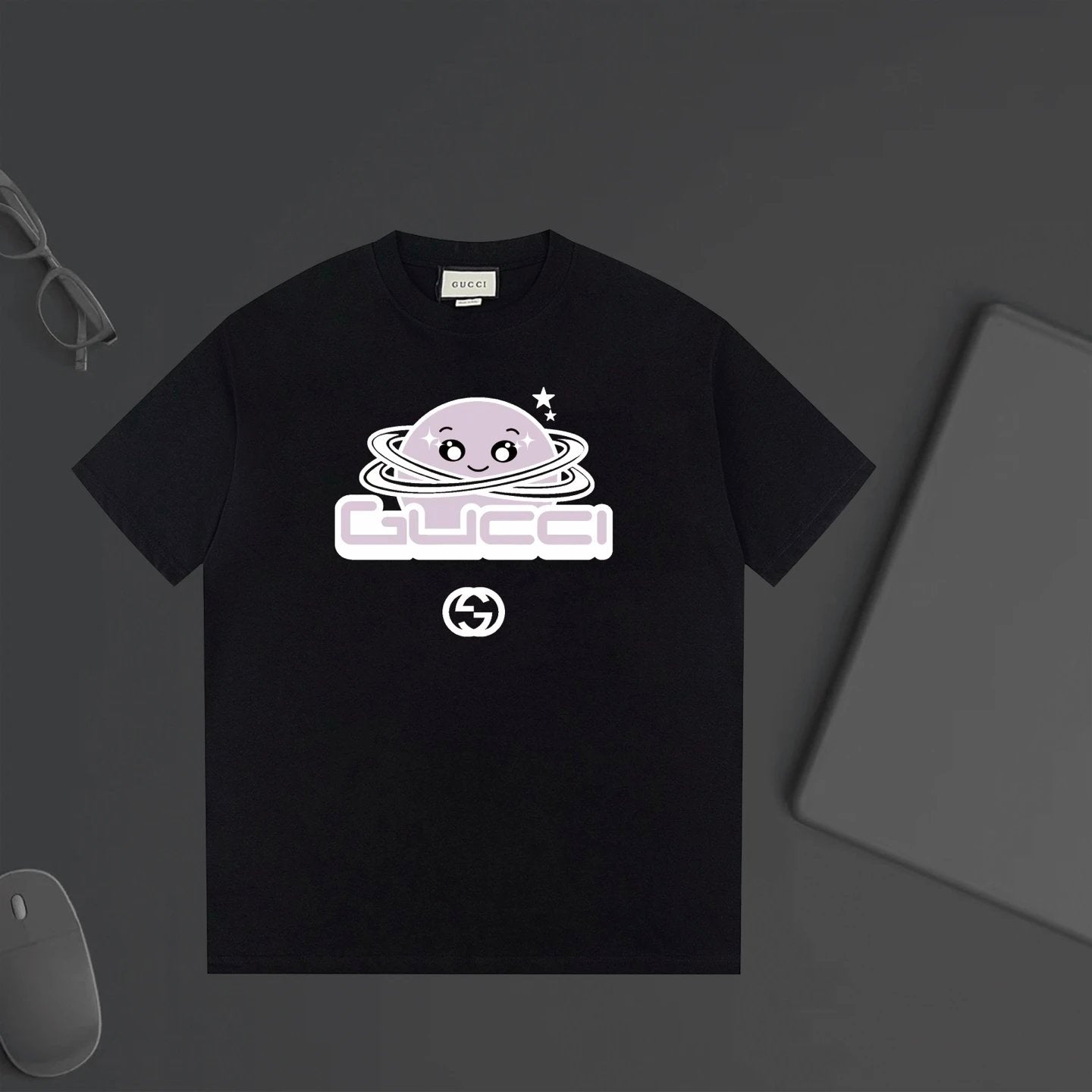 Gucci T-shirt Cartoon Pattern Print on the Chest logo round Neck Short Sleeve25ss New pure cotton T Unisex T-Shirt OS Loose Fit Base Shirt Top Half Sleeve T-Shirt