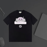 Gucci T-shirt Cartoon Pattern Print on the Chest logo round Neck Short Sleeve25ss New pure cotton T Unisex T-Shirt OS Loose Fit Base Shirt Top Half Sleeve T-Shirt