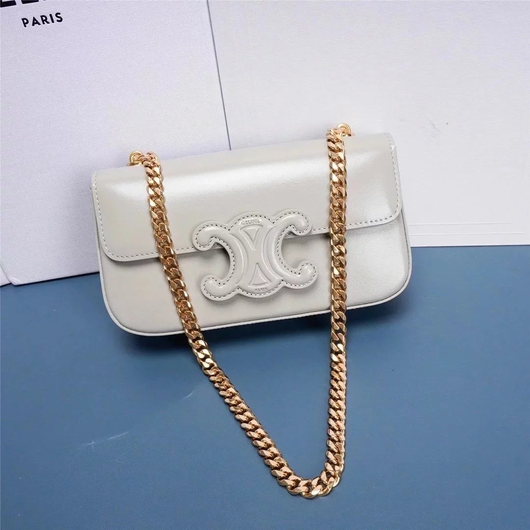 Celine women's bag Top version 【Surrogate Shopping Edition】2022Spring and Summer New Arc De Triomphe Underarm Bag Women's Bag Popular TRIOMPHE Arc De Triomphe Underarm Bag mini Chain Bag box Printed Cow Leather Clutch Square Bag Box Bag Shoulder Bag Cross