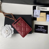 Chanel Wallet Top version 【Spot Sale】Small2022New Chain Work Card Card Holder Listing Bag Coin Purse Card Holder Original Cowhide Sheepskin Bag Halter Chain Bag Small Bag