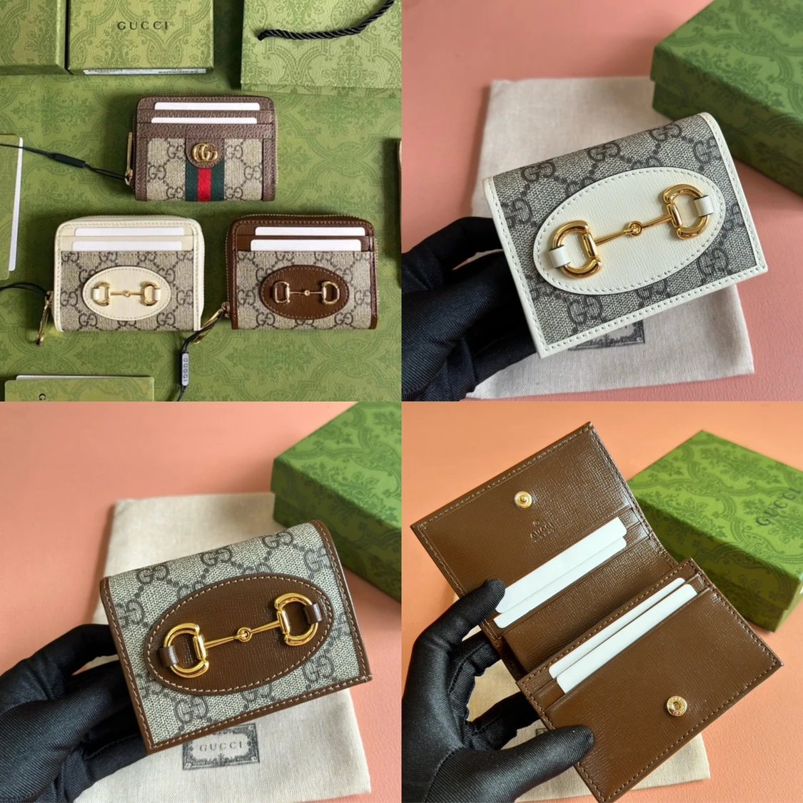 Gucci Wallet Top version 【Original Leather】Men's and Women's Mini Purse Card Holder Horsebit Buckle Short Wallet Wallet Men's Wallet Women's Wallet Short Wallet1955Series Short Card Holder621887