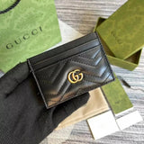 Gucci Wallet Top version 【Original Order】Tiger Head marmont Bee Print Small Card Holder Lightweight and Convenient Pair G Letters logo Genuine Leather Card Holder Card Holder Unisex