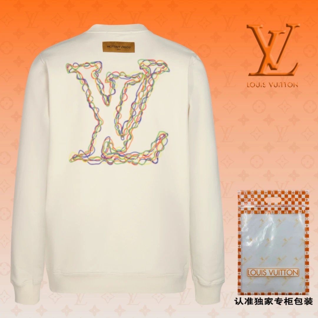 Louis Vuitton LV Hoodie Runway Style Large logo Round Neck Sweatshirt Long Sleeve Base Shirt Jacket Top Fashion Unisex Sports Casual OS Loose Fit Versatile New Autumn Winter Collection
