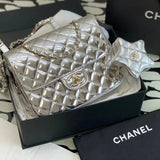 Chanel Women's Bag Top version 【Super Original Leather Highest Version】1/24C Early Spring New Five-Pointed Star Backpack Original Laser Bag Patent Leather Backpack Shoulder Messenger Handbag Women's Chain Backpack Gold XINGX Schoolbag Silver XINGX Backpac