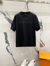 Balenciaga T-shirt Alphabet letters LOGO Embroidered Round Neck Short Sleeve with Lock Button25ss New pure cotton T Unisex T-Shirt OS Loose Fit Base Shirt Top T-Shirt Short Sleeve