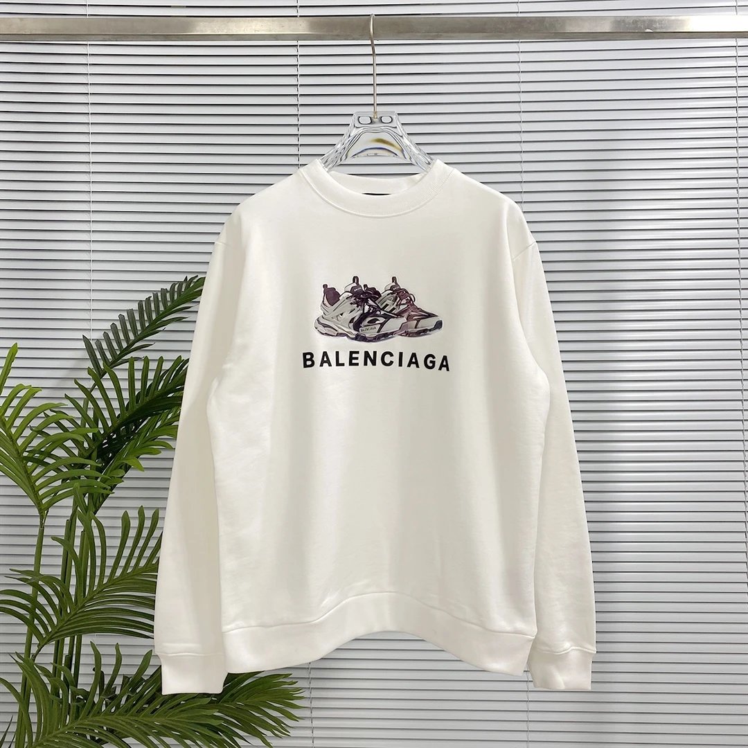 Balenciaga Hoodie Shoes Print Round Neck Sweatshirt Long Sleeve Base Shirt Jacket Top Fashion Unisex Sports Casual Loose Versatile Autumn Winter New Arrival