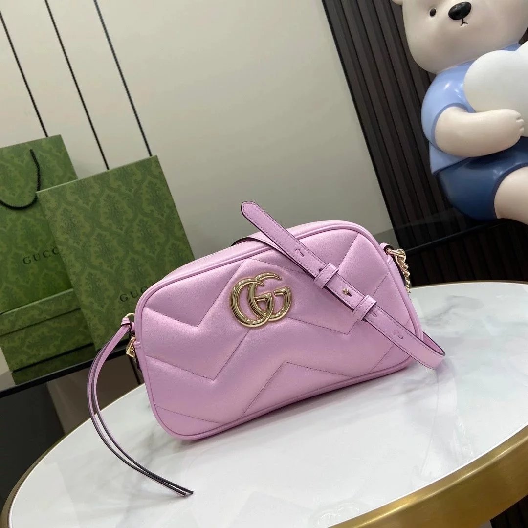 Gucci Women's Bag Top version 【High Version Original Leather】2024Early Spring New marmont Mermaid Laser Magic Color Ma Meng Bao's Home Mermaid Magic Color Pearl Color Love Chain Bag Ma Meng Fang Fat Bag443497