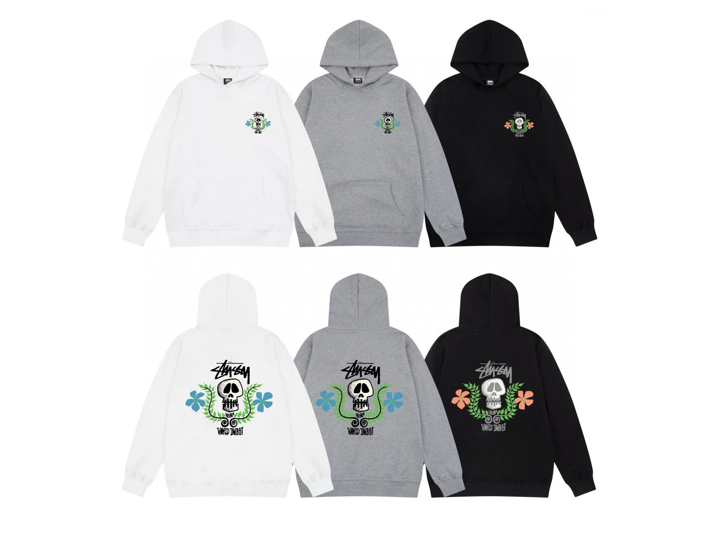 Stussy Hoodie Top Version American High Street Hooded Sweater Same Earrings for Couple Fashion Brand Trend Graffiti Black Eight Dice