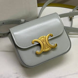 Celine women's bag Top version 【Kowloon Leather Original Leather】2022Spring New Super mini Triomphe Small Waste Bag11cmTriomphe Arc De Triomphe mini Earphone Bag Small Waste Bag2023New Color Cherry Blossom Pink New Women's Bag Shoulder Bag Messenger Bag S