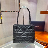 PRADA Bag Top version Latest Diamond Plaid Black Chain Shoulder Strap Tote Bag Imported Original Imported Quilted Lambskin TOTE Bag Shopping Bag Underarm Bag Handbag Shoulder Bag Sholder Bag Chain Bag Women's Bag Women's Bag1BG298