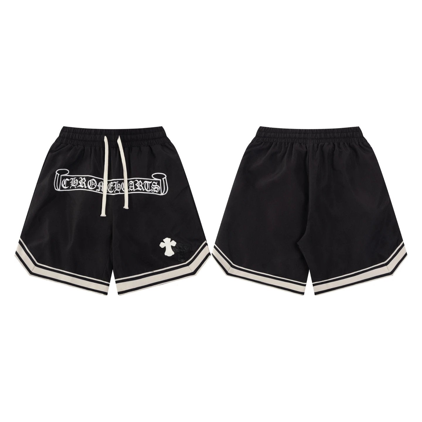 Chrome Hearts Shorts Front Body Sanskrit Letter Embroidery logo Five-point Shorts25ss New Drawstring Casual Pants for Men and Women, Summer Style5Two-in-One Casual Sweatpants Pure Cotton Joggers