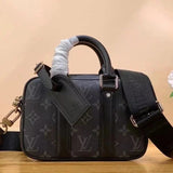 Louis Vuitton LV Men's Bag Top version 【】M82770Black Flower NanoPorteDocumentsVoyage Black Warrior Series Mini Men's Briefcase Shoulder Messenger Bag Chest Bag