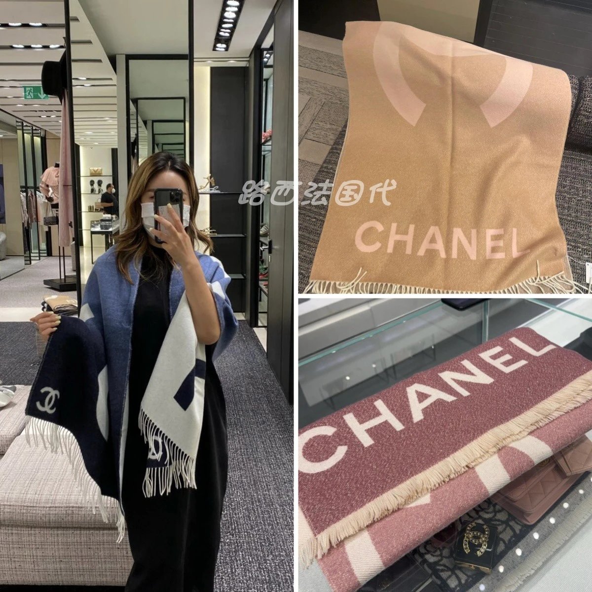 Gucci Scarf New Style Pink Gradient Thin and Glittering Cashmere Double Scarf Scarf Female