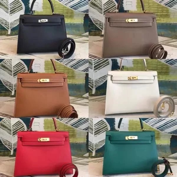 Hermes men's bag Top version 【H Handmade】Kelly bag252832Women's Bag Kelly Palm Grain Cowhide EpsomEP Leather Wax Line Sewing Portable One-Shoulder Crossboby Bag Gold Buckle Silver Buckle