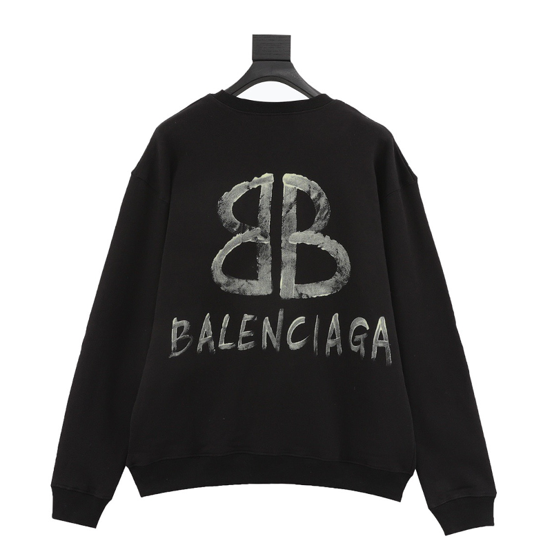 Balenciaga Hoodie Hand Painted Luminous Printed Crew Neck Sweatshirt Men and Women Same Style