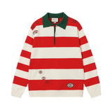 Gucci Sweater Knitting logo Jacquard Embroidered Striped Crew Neck Sweater Long Sleeve Pullover Thickened Lazy Style OS Loose Fit Unisex Knit Top Jacket Versatile Casual Wearable Inside and Outside