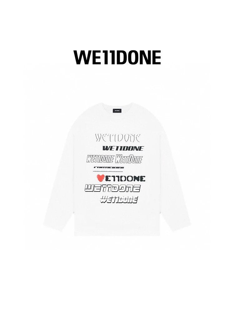 We11done Hoodie Top Version New Love Color Bullet Screen Spring and Autumn Thin T T-shirt Long Sleeve