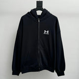 Balenciaga Hoodie Collaboration Front and Back Embroidered Hoodie Sweatshirt Casual Loose Zip-Up Jacket os Unisex Style24ss Autumn and Winter New Products
