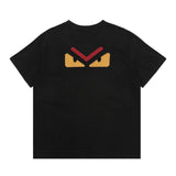 FENDI T-shirt Front and back eye embroidery logo round Neck Short Sleeve25ss New Pure Cotton Unisex Style T Casual T-Shirt Base Layer Shirt OS Loose Fit Half Sleeve Top Plus Size