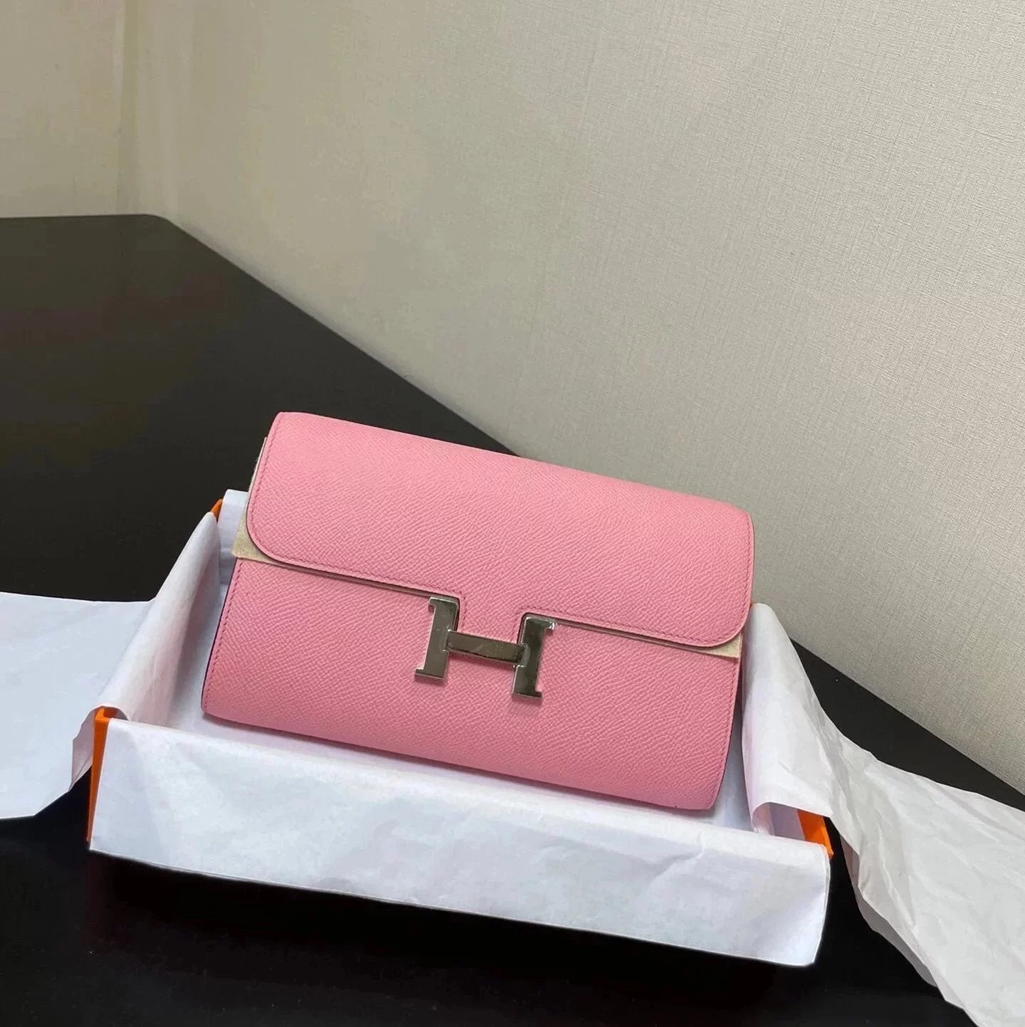 Hermes women's bag Top version New Kangkang Women's Bag epsom Leather Palm Print ConstanceToGoWoc Shoulder Crossbody Handbag Clutch Long Long Purse Wallet Dinner Bag