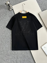 Louis Vuitton LV T-shirt Back Large Brand Letter Embroidery logo round Neck Short Sleeve25ss New Pure Cotton Unisex Style T Casual T-Shirt Base Layer Shirt OS Loose Fit Half Sleeve Top Plus Size