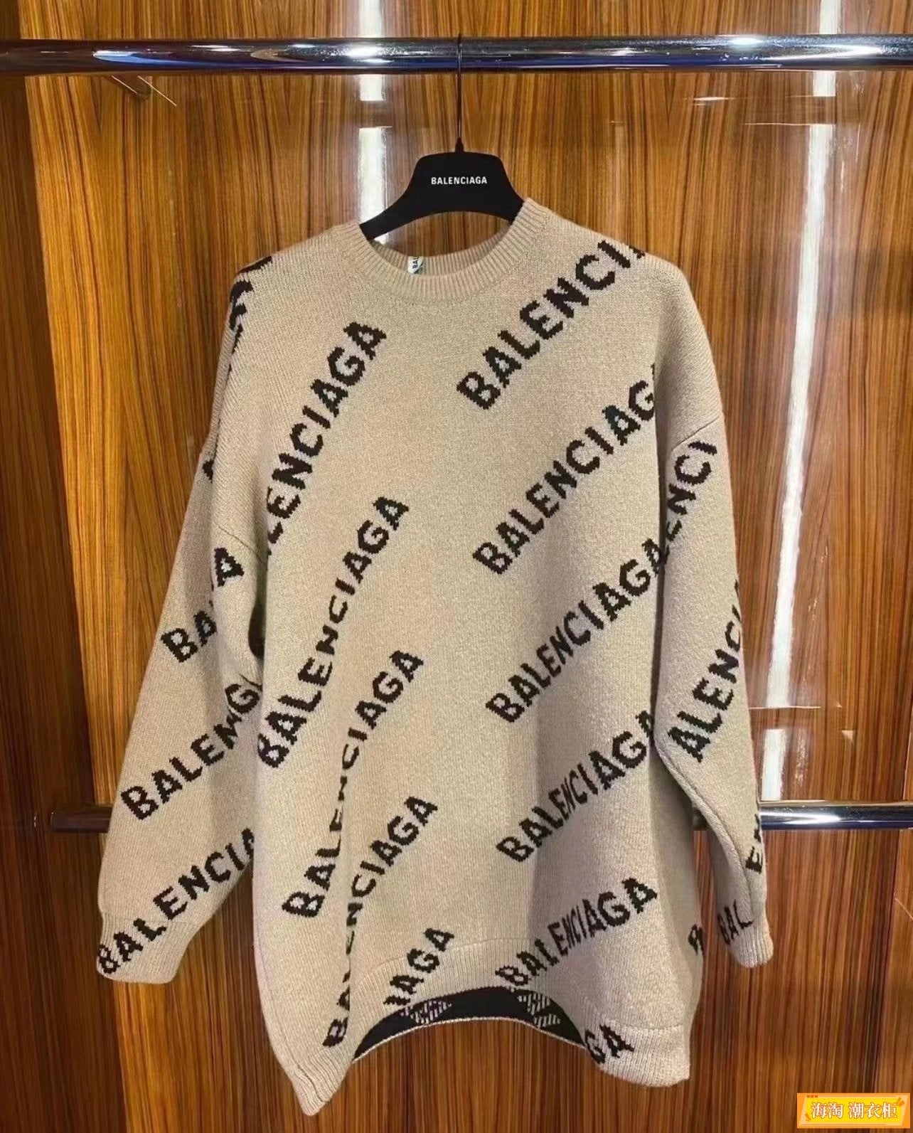 Balenciaga Clothing New Letters logo Jacquard Knit Casual round Neck Sweater Men's Top Women's