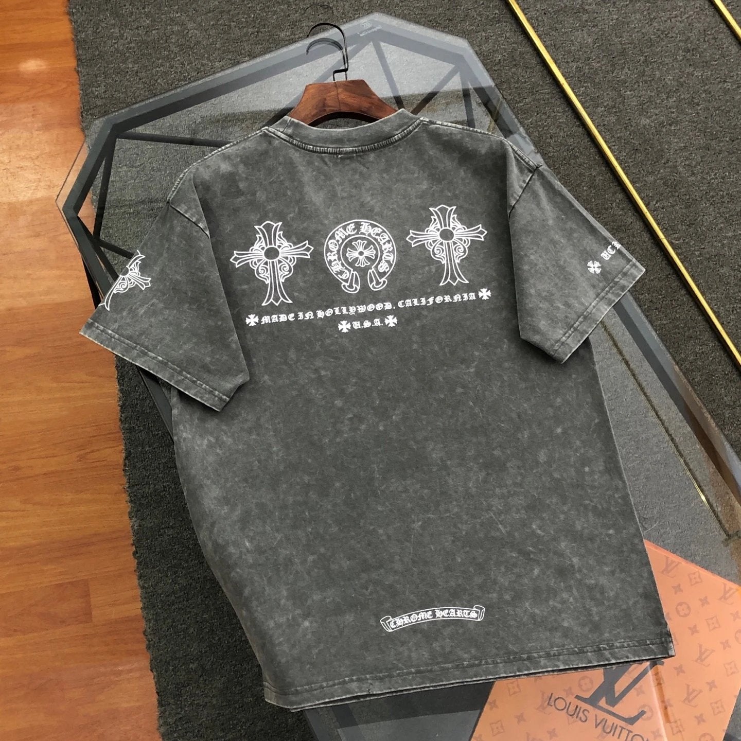 Chrome Hearts T-shirt Back with Horse Hoof Print logo round Neck Short Sleeve25ss New Pure Cotton Unisex Style T T-shirt OS Loose Fit Base Shirt Top Half Sleeve T-Shirt