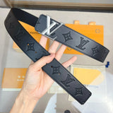 Louis Vuitton LV Belt Belt Classic Black for Men Flower Button Double-Sided Cowhide Casual Belt Buckle Business Genuine Leather Pants Belt Women