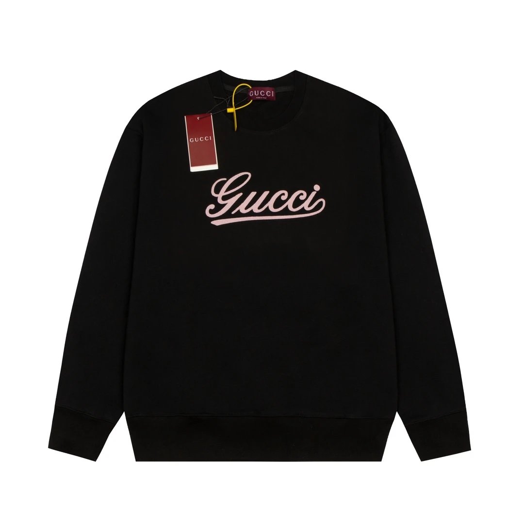 Gucci Hoodie English Letter Embroidery Crewneck Sweatshirt Casual Loose Versatile Sportswear os Versatile Inner Layer Top Unisex24ss Autumn and Winter New Products