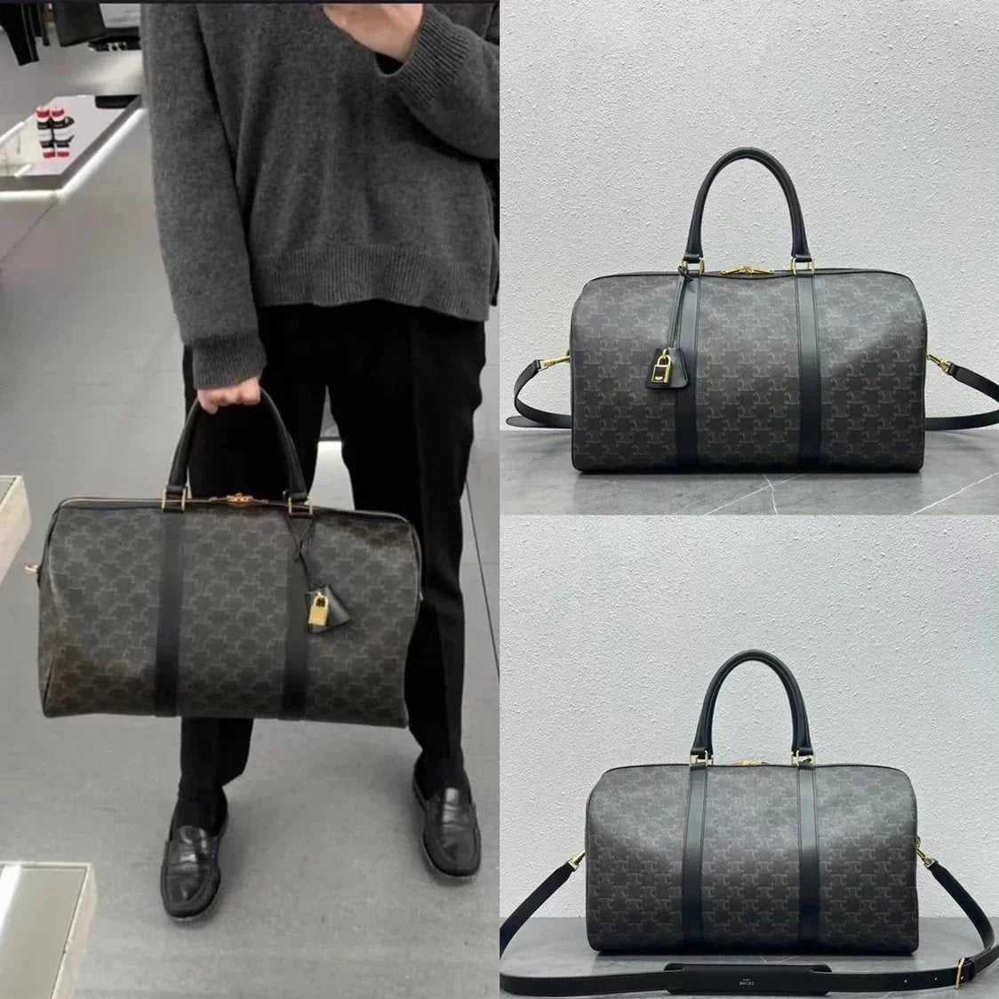 Celine women's bag Top version 【New Online】2022Autumn and Winter New Travel Bag Arc De Triomphe Presbyopic Cow Leather Large Travel Bag Official Website New Size43cm Luggage Bag Travel Business Trip Bag Handbag Travel Bag Men's and Women's Bags190662