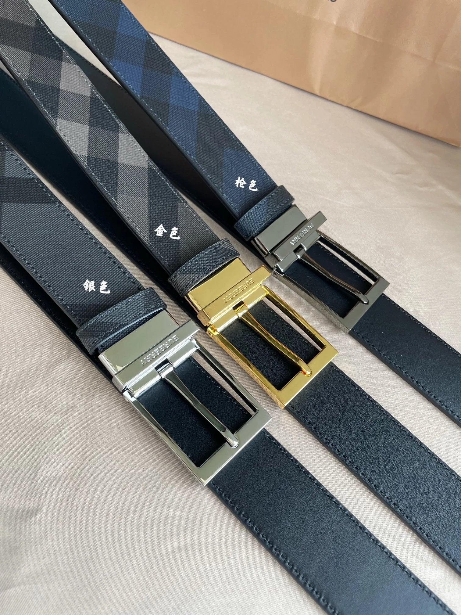 Burberry Belt Top version 【Original Custom】Original New Men's Leather Belt Width3.5cm Double-Sided Imported First Layer Calfskin Full Grain Leather Genuine Goods Quality Original Letter Rotating Buckle Counter Full Set Gift Box Packaging B Home Belt Zegna