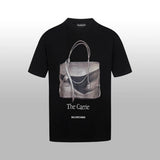 Balenciaga T-shirt Chest Handbag with Illustration Print logo round Neck Short Sleeve25ss New pure cotton T Unisex T-Shirt OS Loose Fit Base Shirt Top Half Sleeve T-Shirt