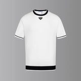 PRADA T-shirt Chest Triangle Mark logo round Neck Short Sleeve25ss New Pure Cotton Unisex Style T T-shirt OS Loose Fit Base Shirt Half Sleeve T-Shirt Top Half Sleeve