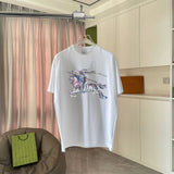 Burberry T-shirt Chest Print logo round Neck Short Sleeve25ss New Pure Cotton Unisex Style T T-shirt OS Loose Fit Base Shirt Short Sleeve T-Shirt Top
