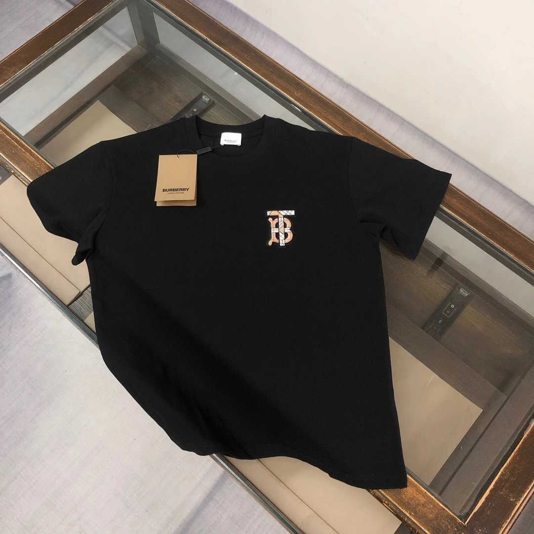 Burberry T-shirt Chest Plaid Pattern TB Letter Embroidery logo round Neck Short Sleeve25ss New pure cotton T Unisex T-Shirt OS Drop Shoulder Loose Fit Base Shirt Top T-Shirt Short Sleeve