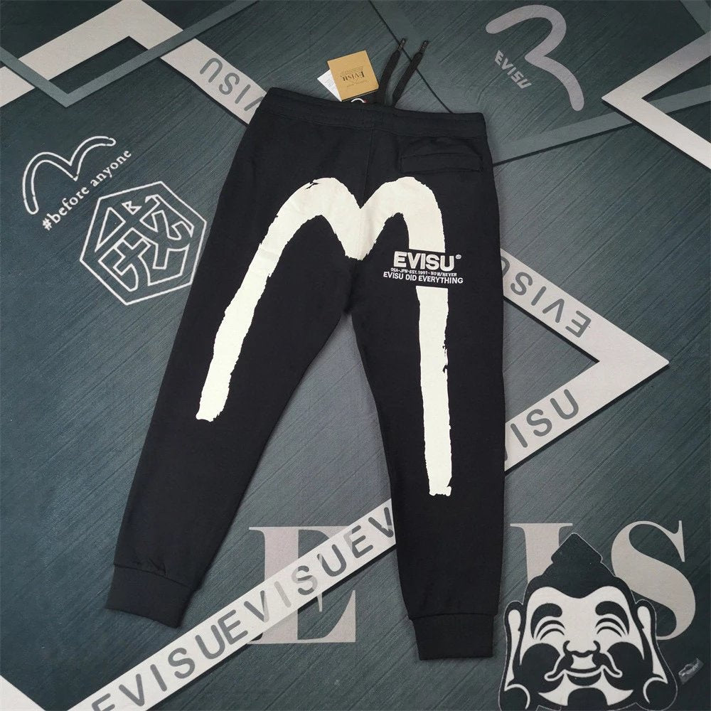 Evisu Sweatpants Top Version Spring and Summer New Men's Graffiti Damo Printed Casual Sweatpants Trousers