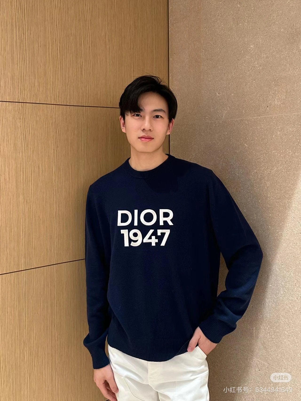 Dior Sweater 1947Letters Logo Printed Crew Neck Sweater Long Sleeve Pullover Thickened Lazy Style OS Loose Fit Unisex Knit Top Jacket for Both Inner and Outer Wear