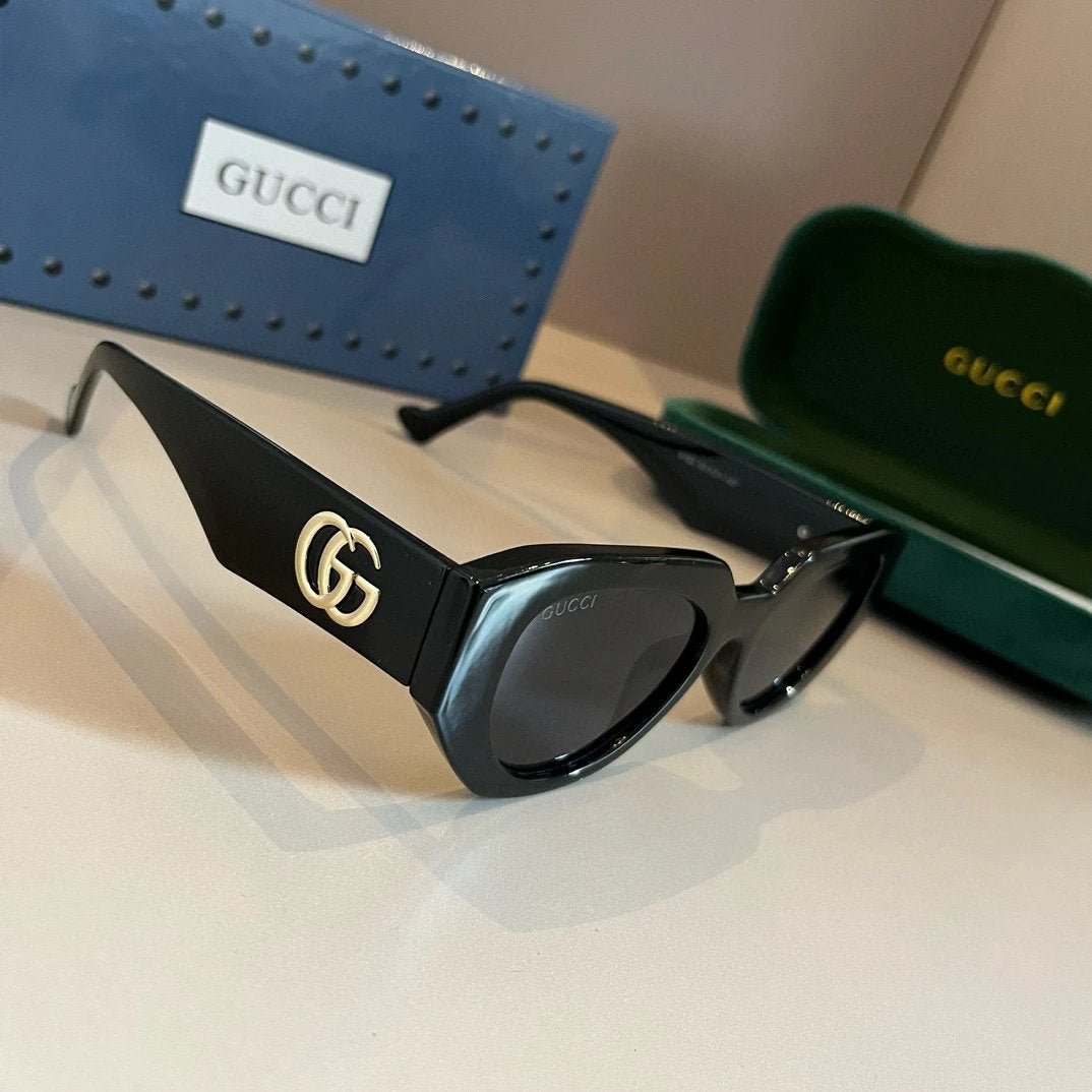 Gucci Sunglasses Double G Letter Temple Sunglasses Slimming No Degree Sun Protection UV Protection Unisex Couple Style Driving Beach Fishing25ss New Sports Casual Versatile
