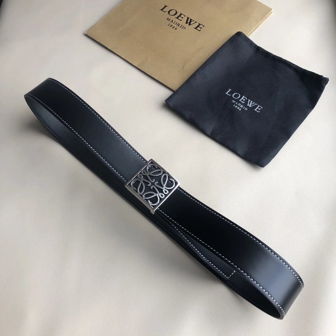 LOEWE Belt Top version Belt Genuine Cattlehide Leather Surface Original Single Original Single Double-Sided First Layer Original Cowhide3.8Men's Leather Belt Man's Belt Men's Belt Business Casual Pants Belt Men's Business Casual Belt Belt Men's High-End B