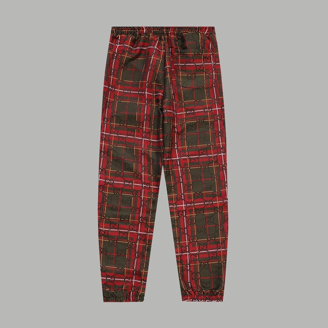 Gucci Jeans Square Pattern Contrast Color Pants G Unisex Casual Jogger Pants