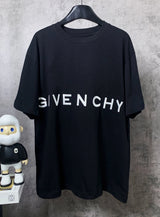 Givenchy T-shirt 3D Letter Embroidery on the Back logo round Neck Short Sleeve25ss New Pure Cotton Unisex Style T T-shirt OS Loose Fit Base Shirt Top Half Sleeve T-Shirt