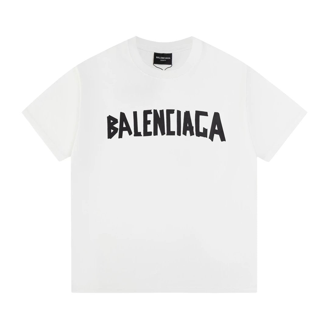 Balenciaga T-shirt Front and Back Tape Letter Print logo round Neck Short Sleeve25ss New pure cotton T Unisex T-Shirt OS Loose Fit Base Shirt Top Half Sleeve T-Shirt