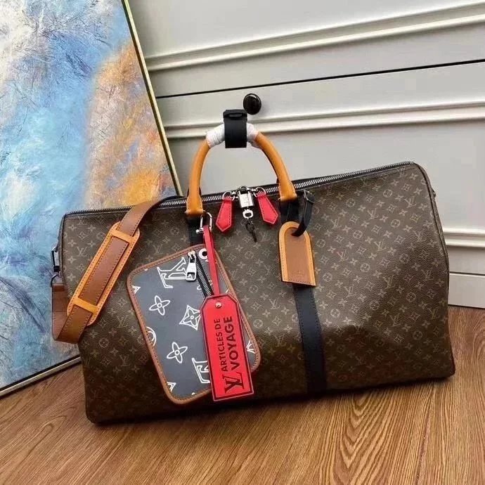 Louis Vuitton LV Travel Bag Top version M56855M45988Presbyopic huaKEEPALL50Travel Bag（with Shoulder Strap）Business Traveling Luggage Bag Travel Bag Backpack Sports Bag Men's and Women's Bags Gym Bag