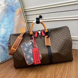 Louis Vuitton LV Travel Bag Top version M56855M45988Presbyopic huaKEEPALL50Travel Bag（with Shoulder Strap）Business Traveling Luggage Bag Travel Bag Backpack Sports Bag Men's and Women's Bags Gym Bag