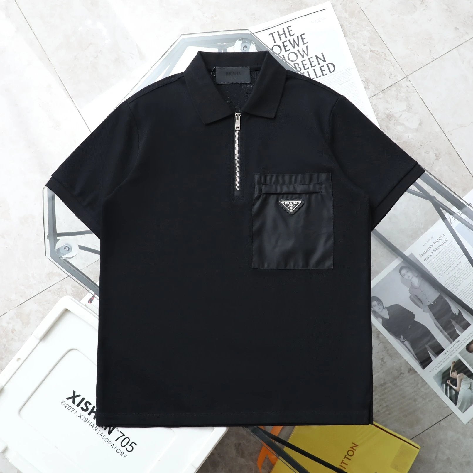 PRADA T-shirt Chest Triangle Mark Letters logo Badge POLO Shirt Lapel Short Sleeve25ss New Unisex Summer Loose Short Sleeve T Business Commuter Short Sleeve Shirt Plus Size T-Shirt