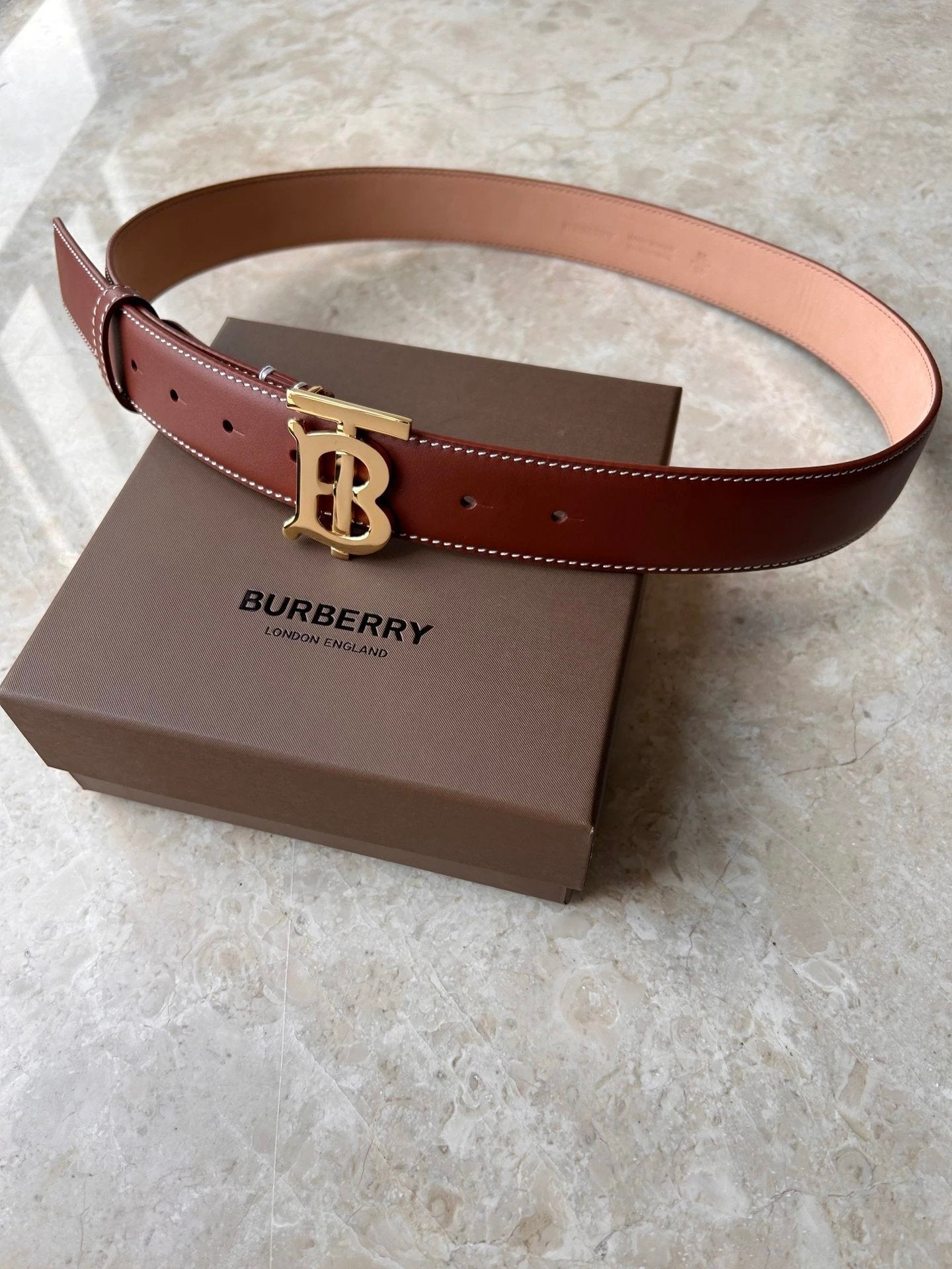 Burberry Belt Top version 【Original Custom】Original New Men's Leather Belt Width3.5cm Double-Sided Imported First Layer Calfskin Full Grain Leather Genuine Goods Quality Original Letter Rotating Buckle Counter Full Set Gift Box Packaging B Home Belt