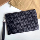 Burberry Men's Bag Top version 【Original Order】New Embossed Plaid Leather Zipper Buggy Bag Men's Clutch Clutch Bag Mobile Phone Bag Men's Bag Genuine Leather Business Clutch