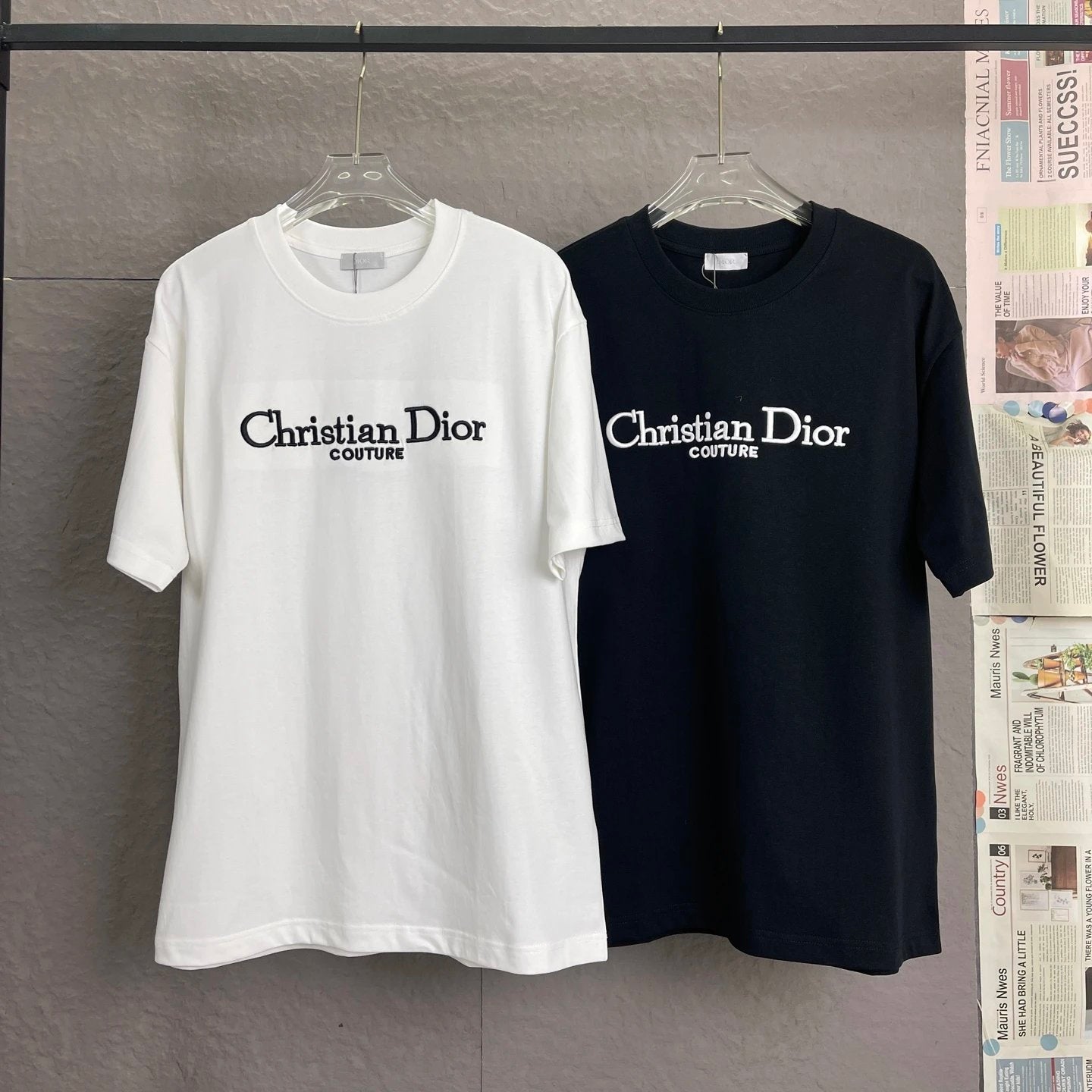 Dior T-shirt Chest Letter Embroidery logo round Neck Short Sleeve25ss New pure cotton T Unisex T-Shirt OS Loose Fit Base Shirt Top Half Sleeve T-Shirt